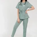 Костюм медицинский женский "Элана" (тк. тиси) зеленый РАСПРОДАЖА 40%