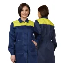 Халат женский "Пантеон" синий/жёлтый из облегчённой ткани