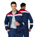 Костюм мужской "Пантеон СОП" тёмно-синий/красный (куртка и брюки)