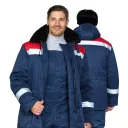 Костюм мужской утеплённый "Пантеон 2" тёмно-синий/красный (куртка и полукомбинезон)