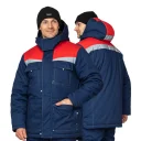 Костюм мужской утеплённый "Профессионал 2" тёмно-синий/красный (куртка и полукомбинезон)