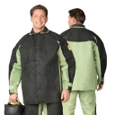 Костюм сварщика "Люкс" 2 класса чёрный/хаки со спилком площадью 2,3 м² (куртка и брюки)