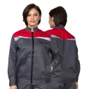 Костюм женский "Профессионал" серый/красный/чёрный (куртка и брюки)