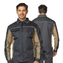 Куртка мужская летняя "Люкс" серый/бежевый/бежевый со светоотражающим кантом