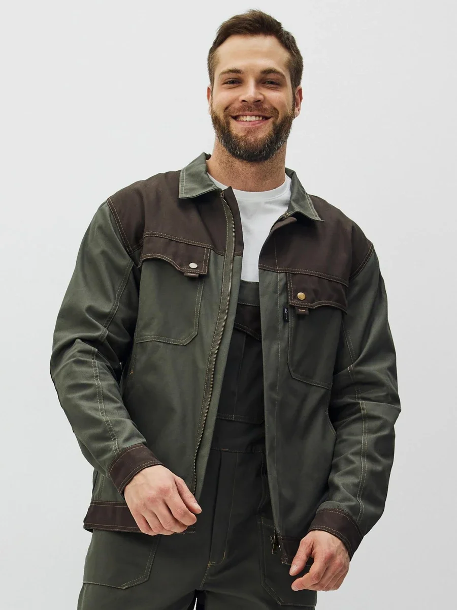Куртка Канзас (тк.100% хлопок), хаки/коричневый - фото 1