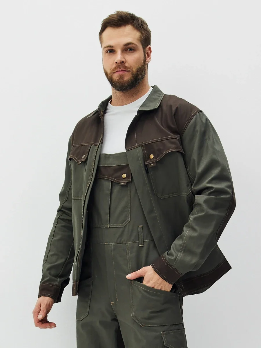 Куртка Канзас (тк.100% хлопок), хаки/коричневый - фото 2
