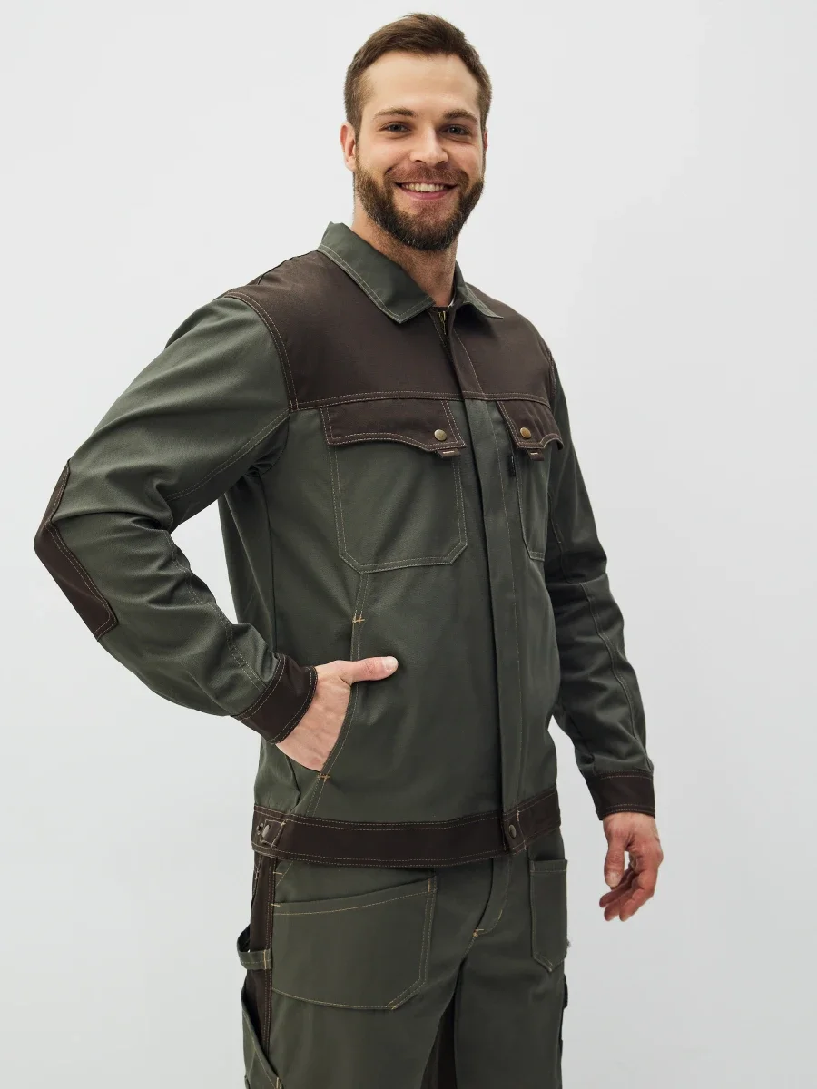 Куртка Канзас (тк.100% хлопок), хаки/коричневый - фото 4