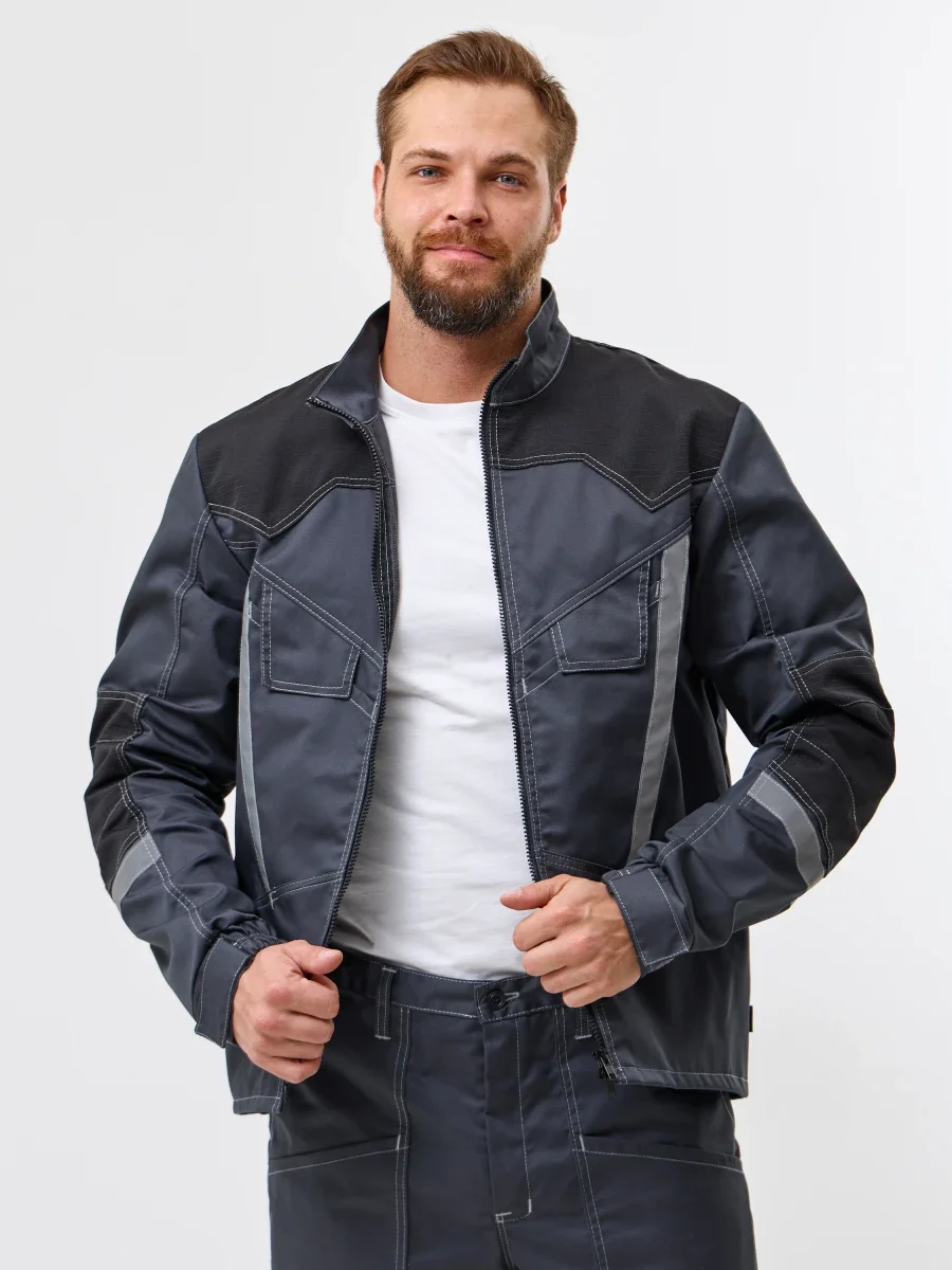 Куртка Агат (35% хл.65% пэ), серый/черный - фото 2