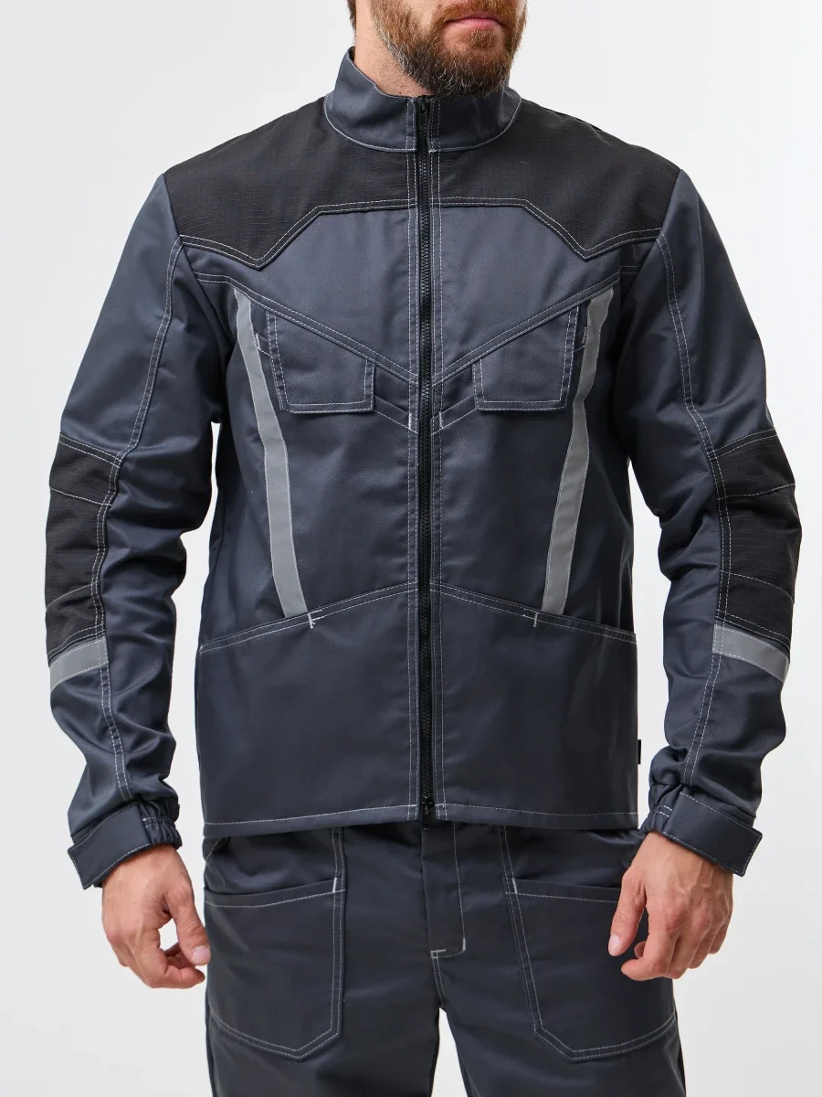 Куртка Агат (35% хл.65% пэ), серый/черный - фото 3