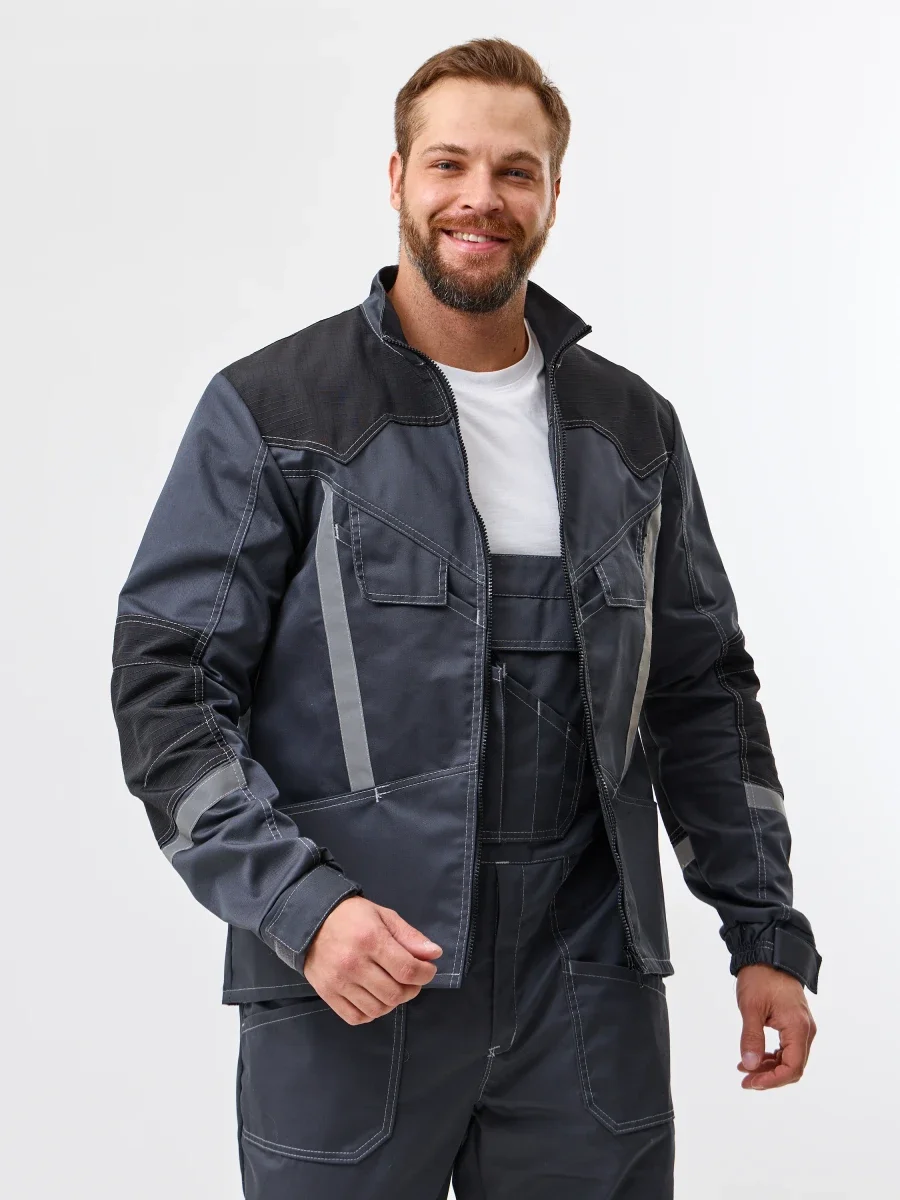 Куртка Агат (35% хл.65% пэ), серый/черный - фото 9