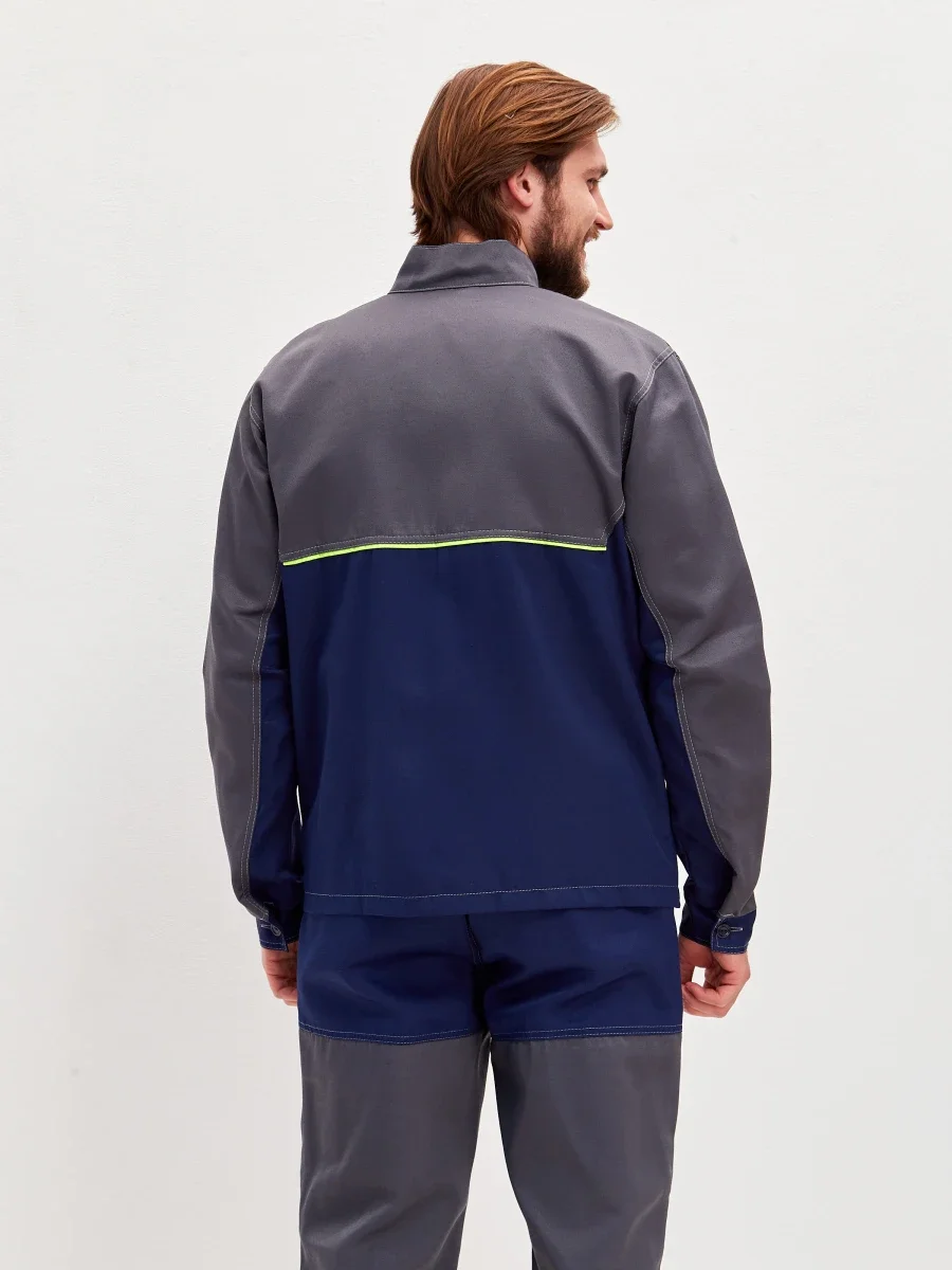 Костюм Волна (полукомбинезон+куртка) (тк.35% хлопок, 65% пэ), синий/серый - фото 16