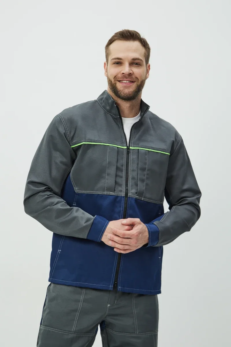 Костюм Волна (брюки+куртка) (тк.35% хлопок, 65% пэ), синий/серый - фото 7