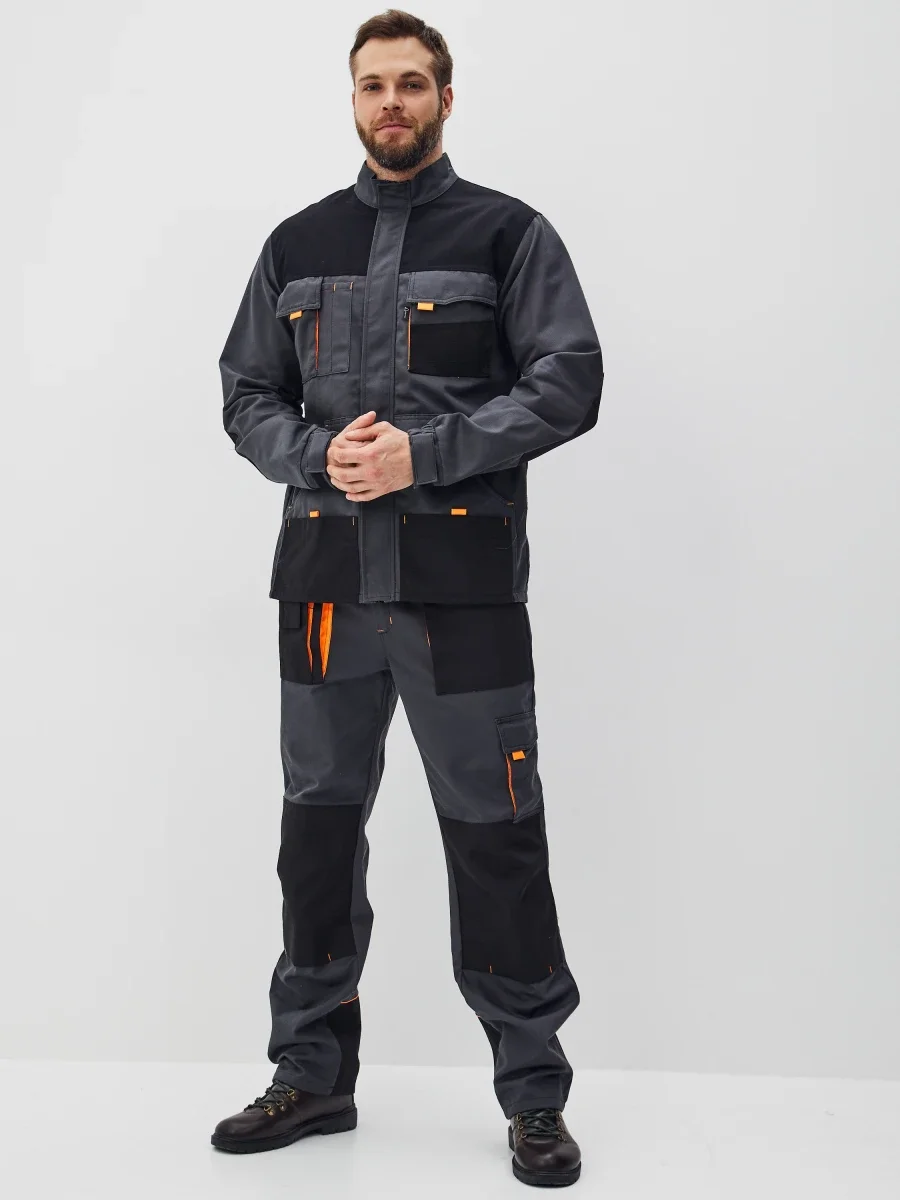 Костюм Босфор (полукомбинезон+куртка) хлопок 100%, черный/серый - фото 5
