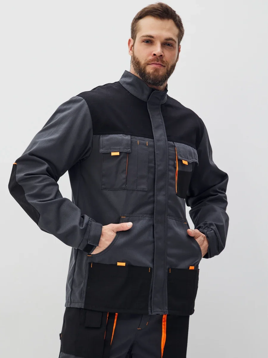 Костюм Босфор (полукомбинезон+куртка) хлопок 100%, черный/серый - фото 6