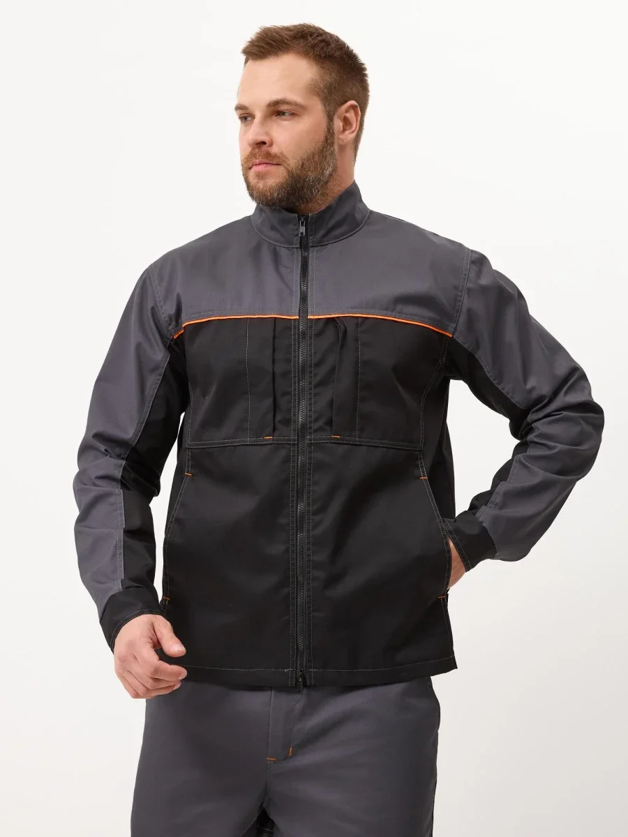 Куртка Волна-2 (35% хлопок, 65% пэ), серый/черный - фото 1