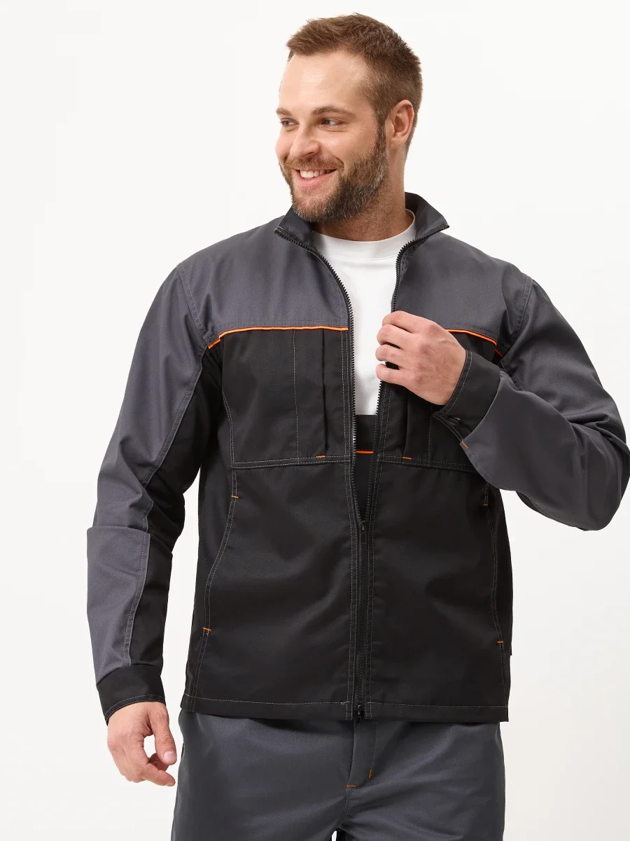 Куртка Волна-2 (35% хлопок, 65% пэ), серый/черный - фото 10