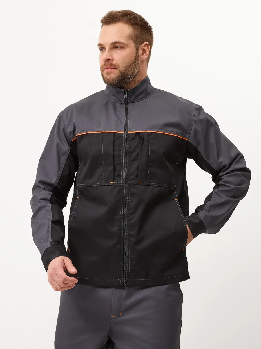 Куртка Волна-2 (35% хлопок, 65% пэ), серый/черный - фото 2
