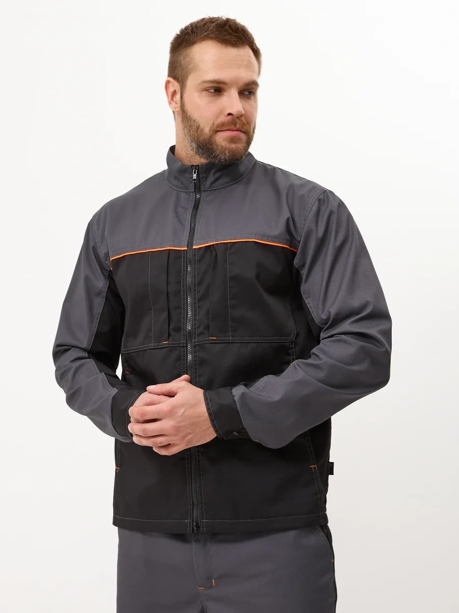 Куртка Волна-2 (35% хлопок, 65% пэ), серый/черный - фото 3