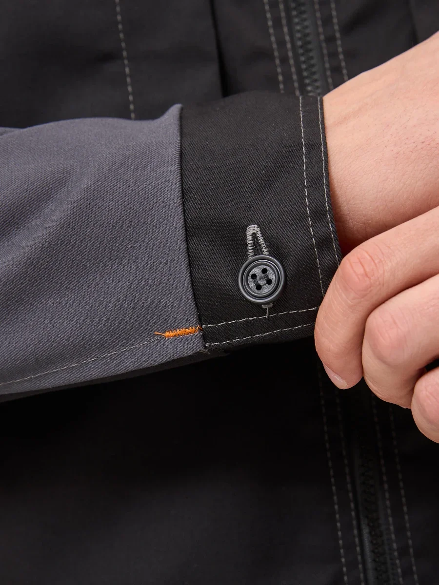 Куртка Волна-2 (35% хлопок, 65% пэ), серый/черный - фото 7