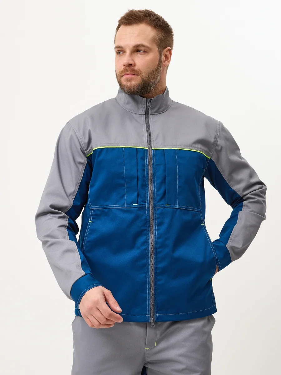 Куртка Волна-2 (35% хлопок, 65% пэ), серый/синий - фото 11
