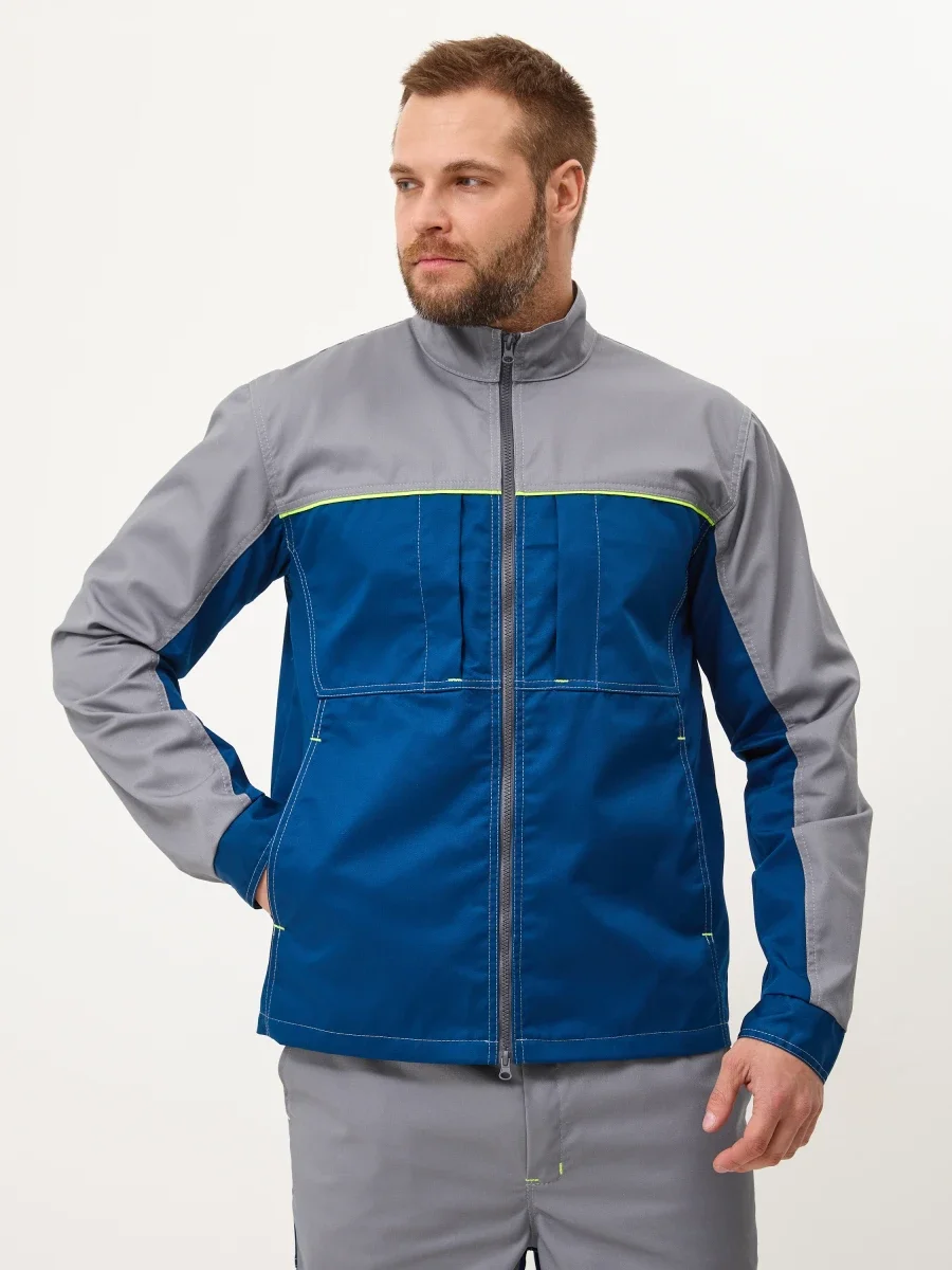 Куртка Волна-2 (35% хлопок, 65% пэ), серый/синий - фото 3
