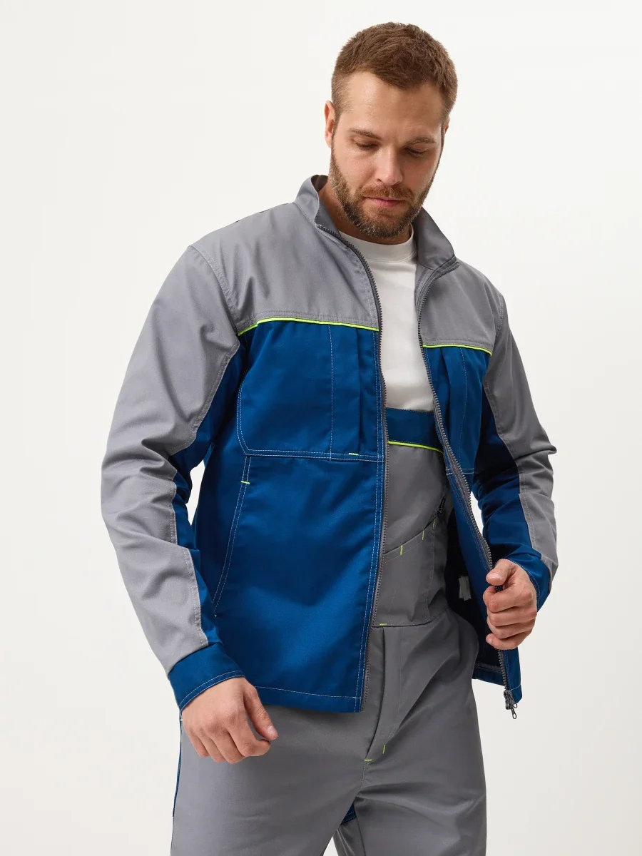 Куртка Волна-2 (35% хлопок, 65% пэ), серый/синий - фото 9