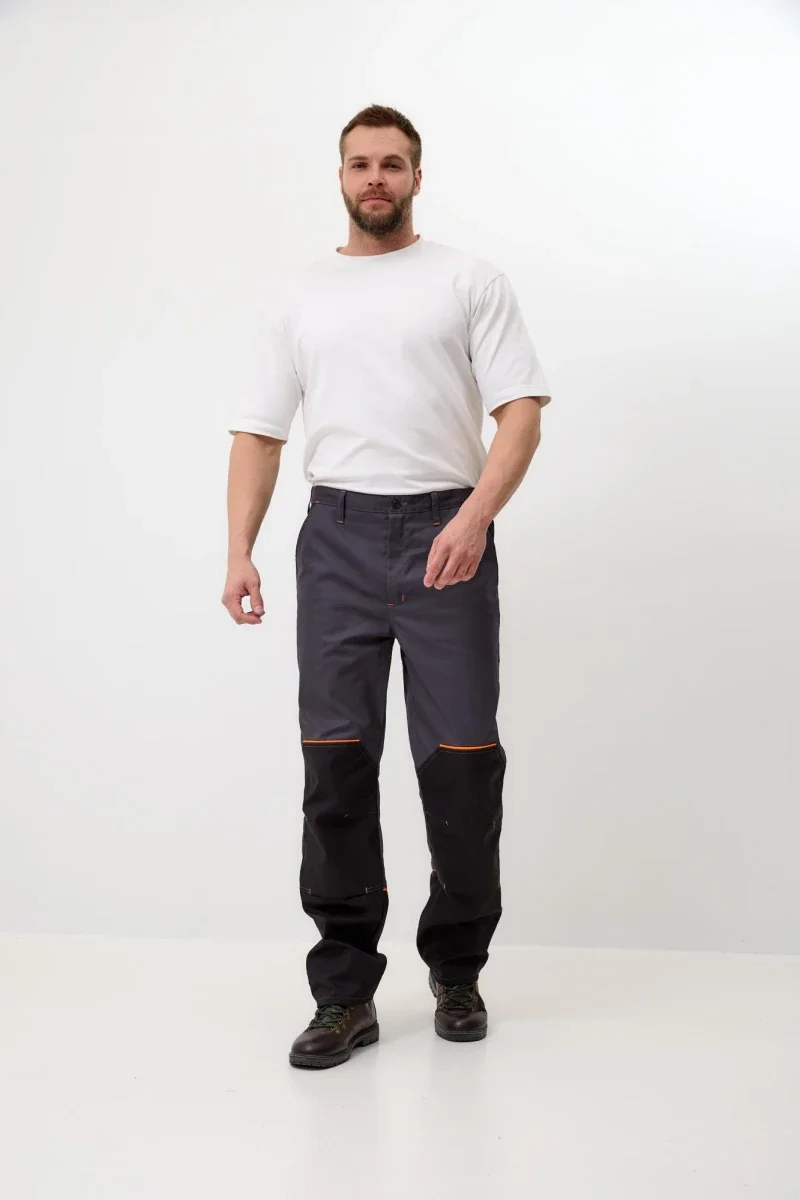 Брюки Волна-2 (35% хлопок, 65% пэ), серые/черный - фото 1