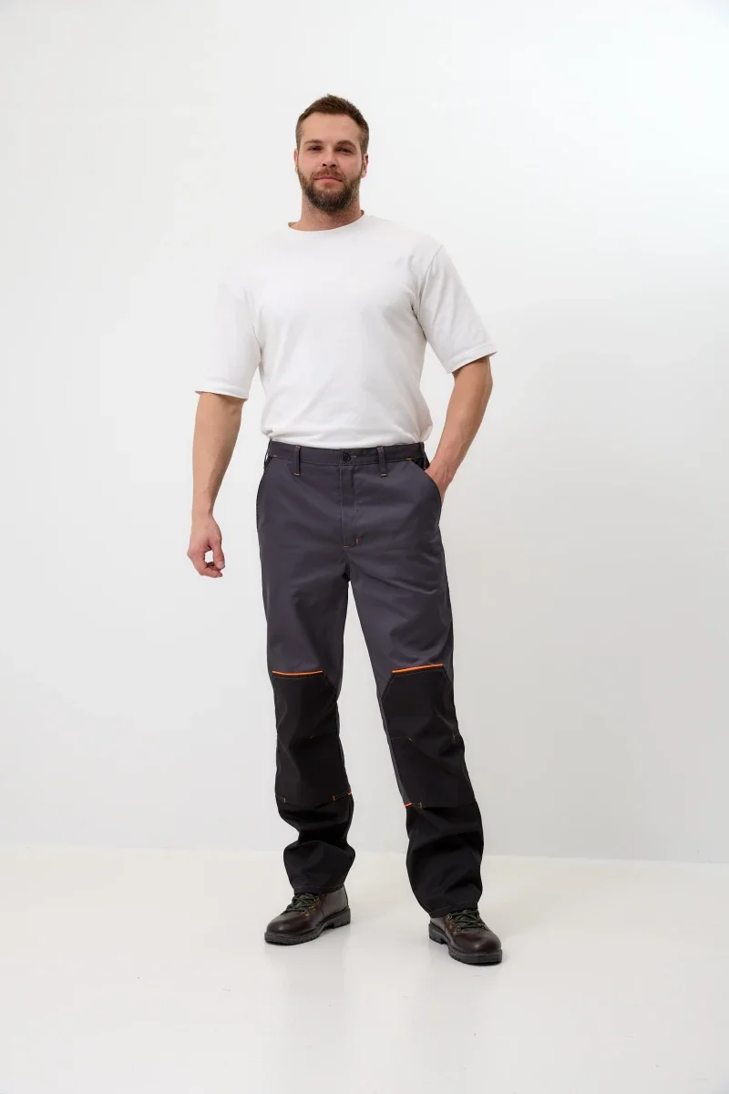 Брюки Волна-2 (35% хлопок, 65% пэ), серые/черный - фото 3