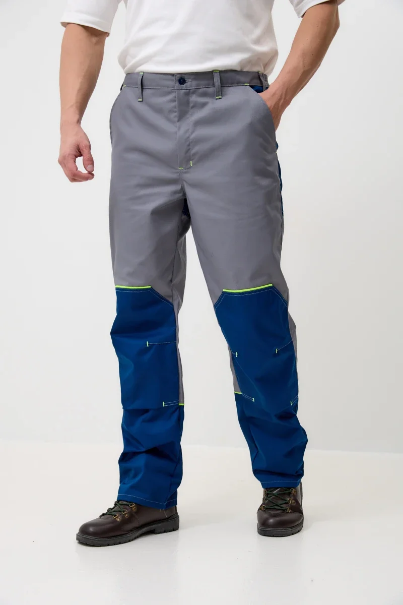 Брюки Волна-2 (35% хлопок, 65% пэ)), серые/синий - фото 4