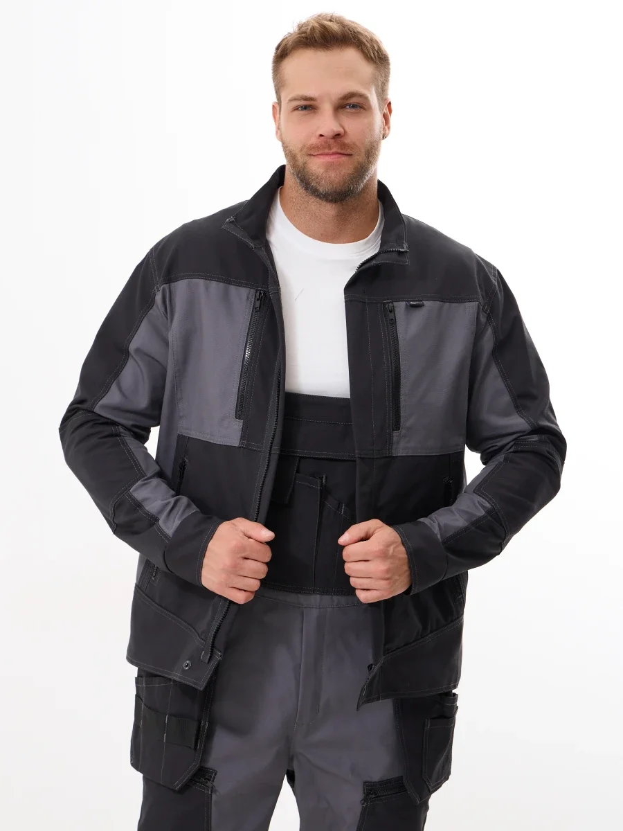 Куртка Крафт (тк.60% хл 40% пэ), серый/черный - фото 2