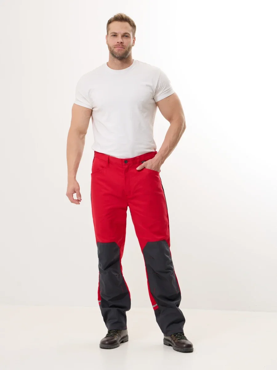Брюки Корнет (100% хлопок), красный/серый - фото 10