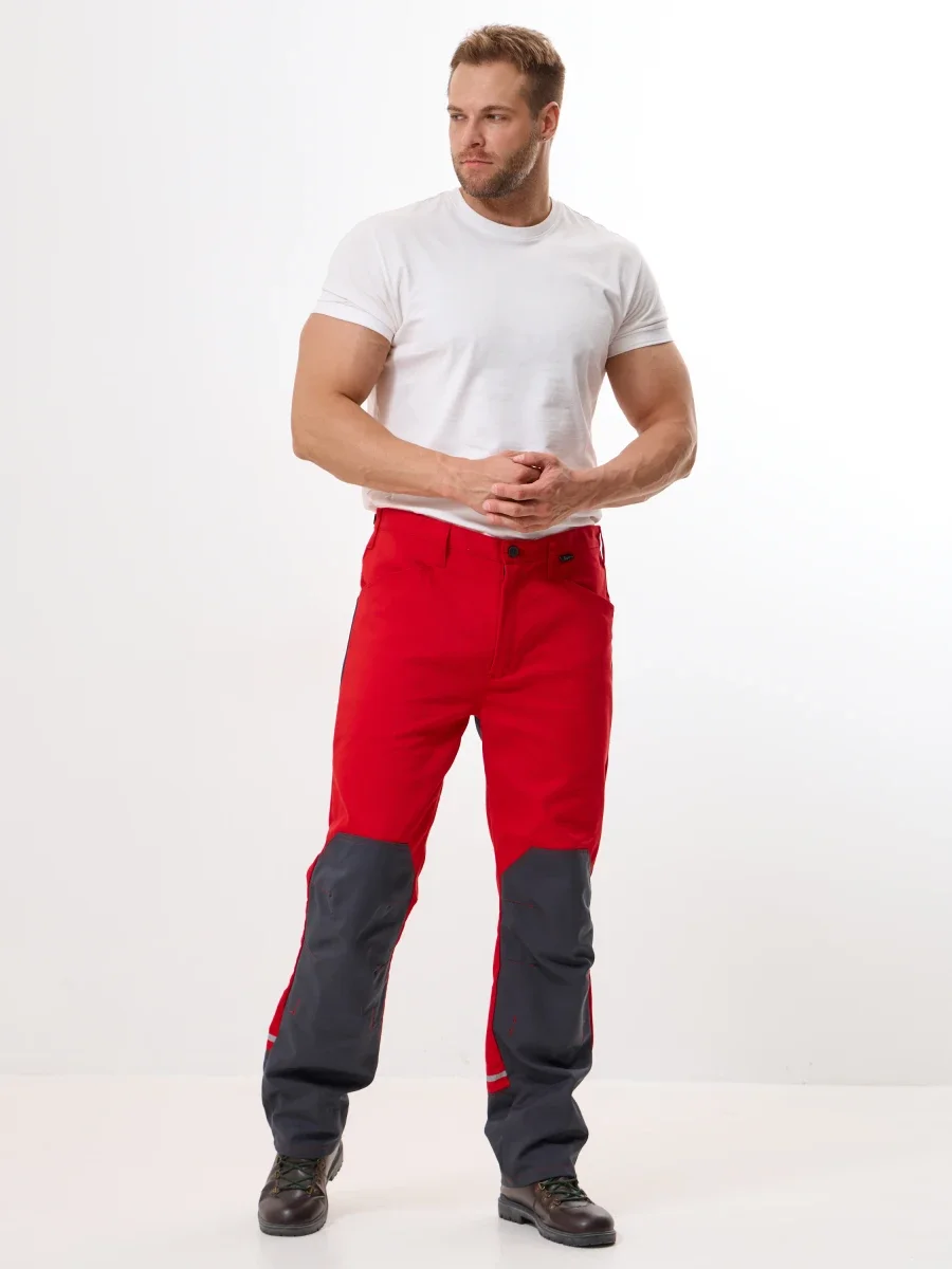 Брюки Корнет (100% хлопок), красный/серый - фото 3