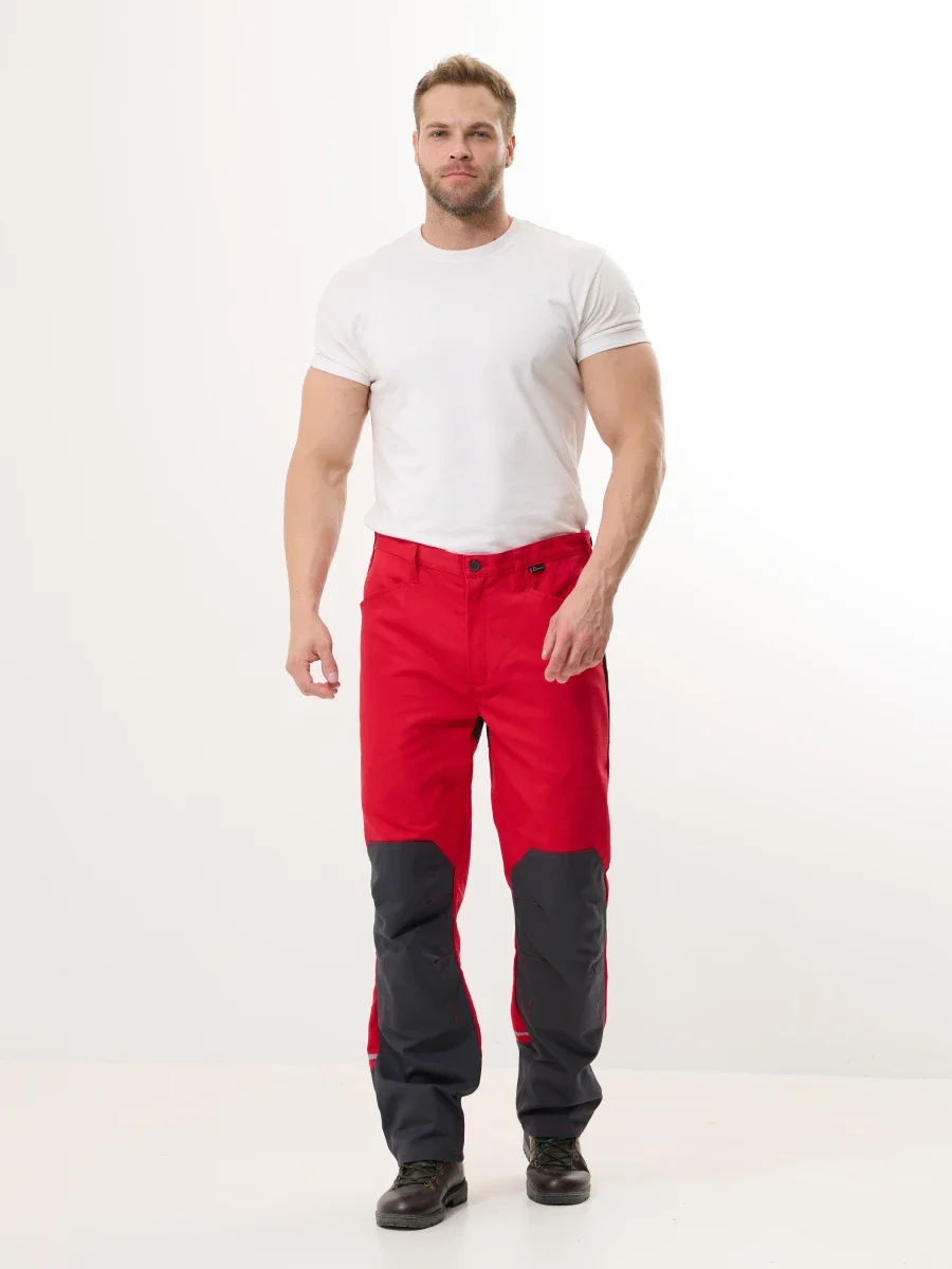 Брюки Корнет (100% хлопок), красный/серый - фото 9