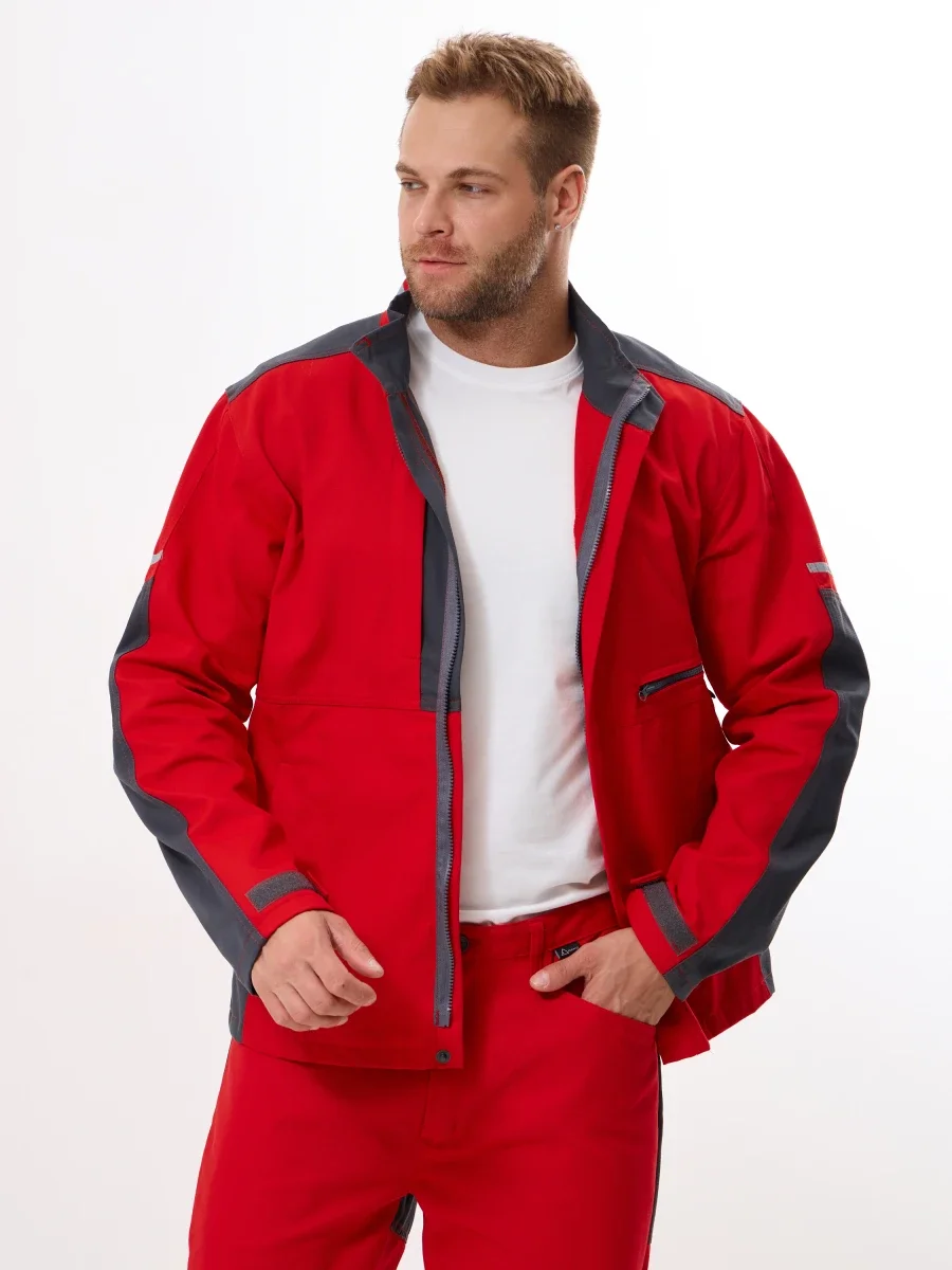 Куртка Корнет (100% хлопок), красный/серый - фото 2