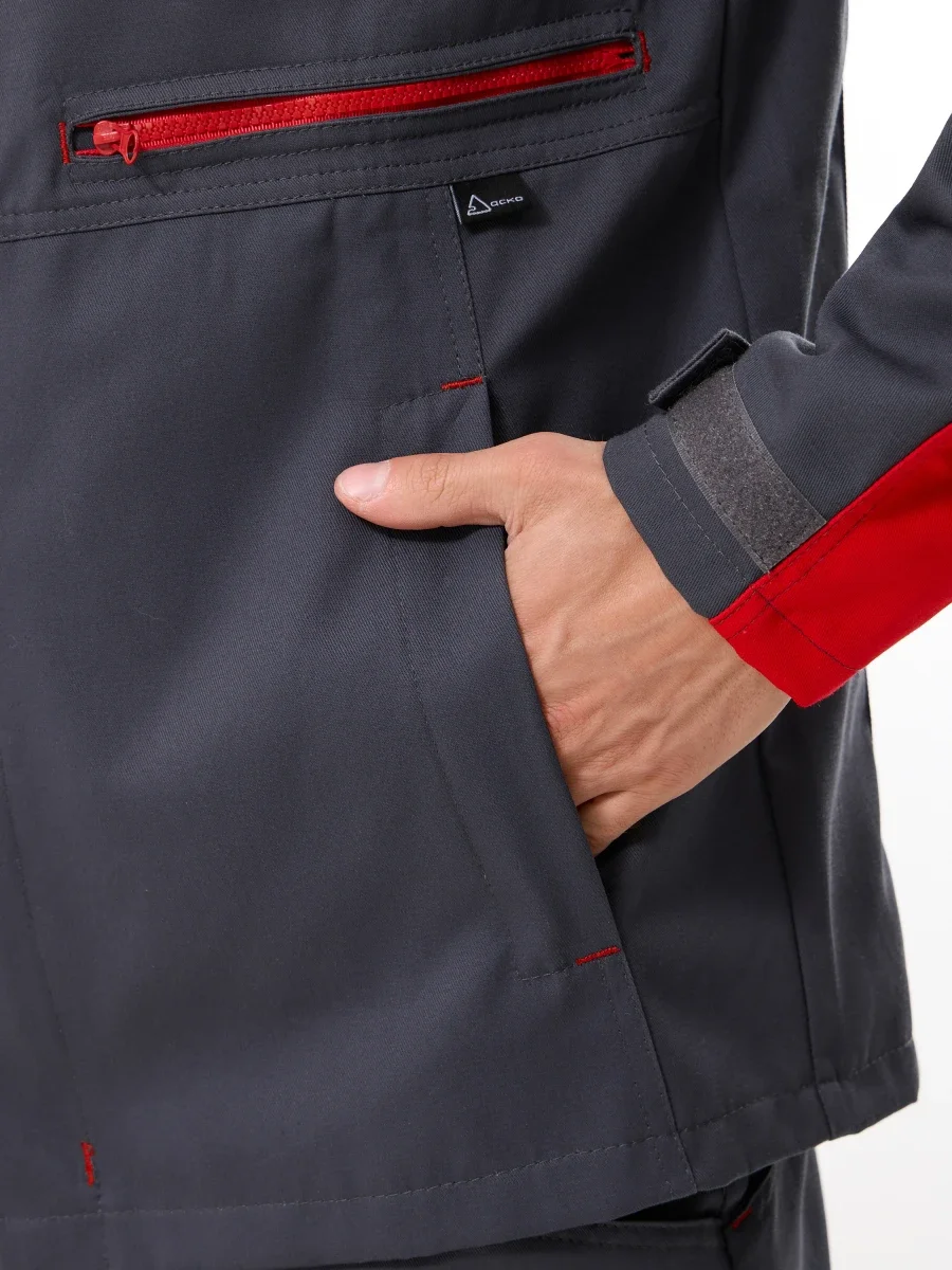 Куртка Корнет (100% хлопок), серый/красный - фото 10