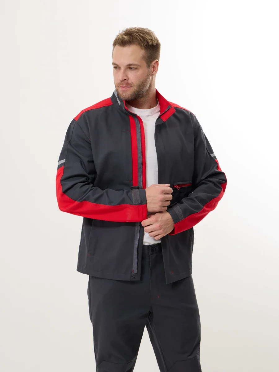 Куртка Корнет (100% хлопок), серый/красный - фото 14