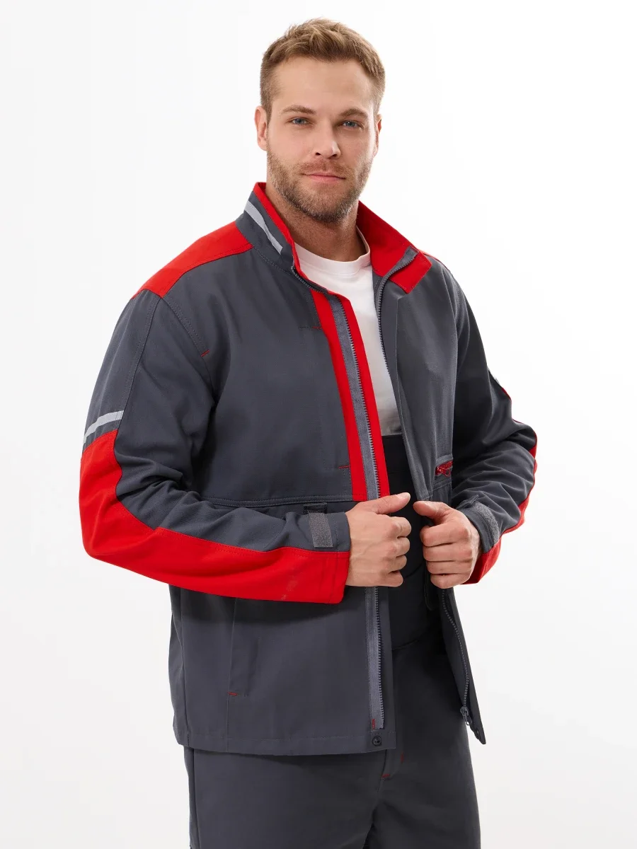 Куртка Корнет (100% хлопок), серый/красный - фото 3