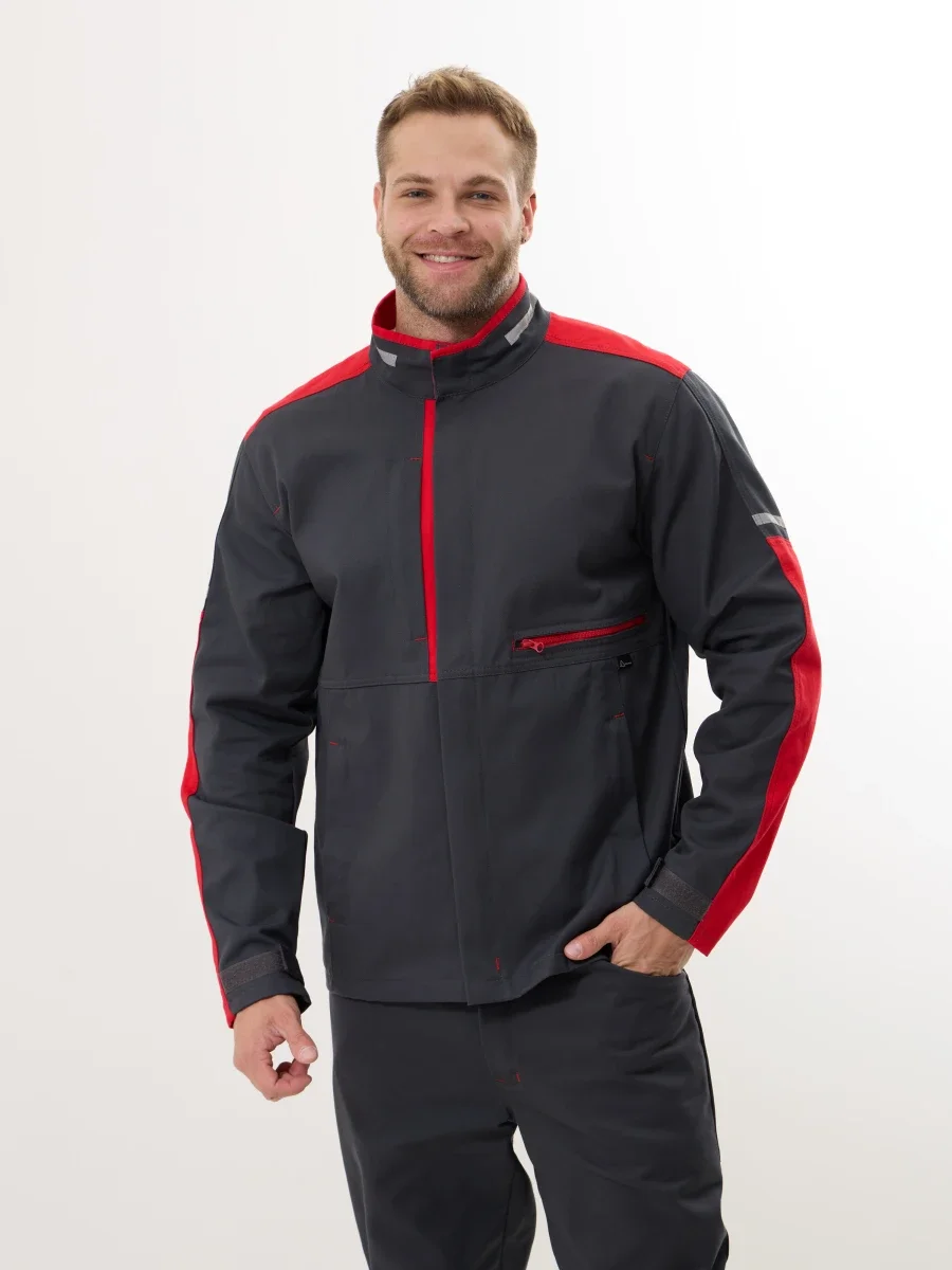 Куртка Корнет (100% хлопок), серый/красный - фото 5