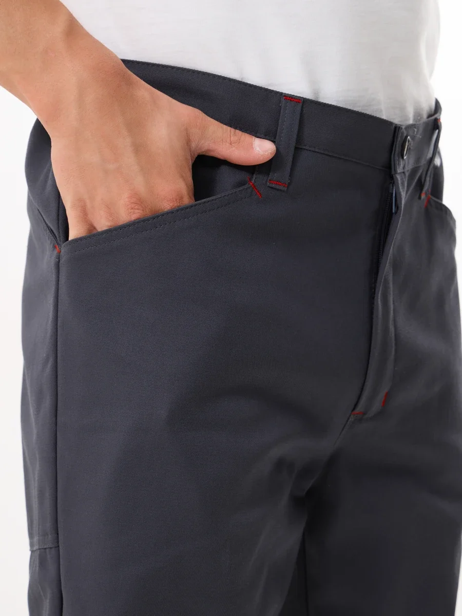 Брюки Корнет (100% хлопок), серый/красный - фото 5