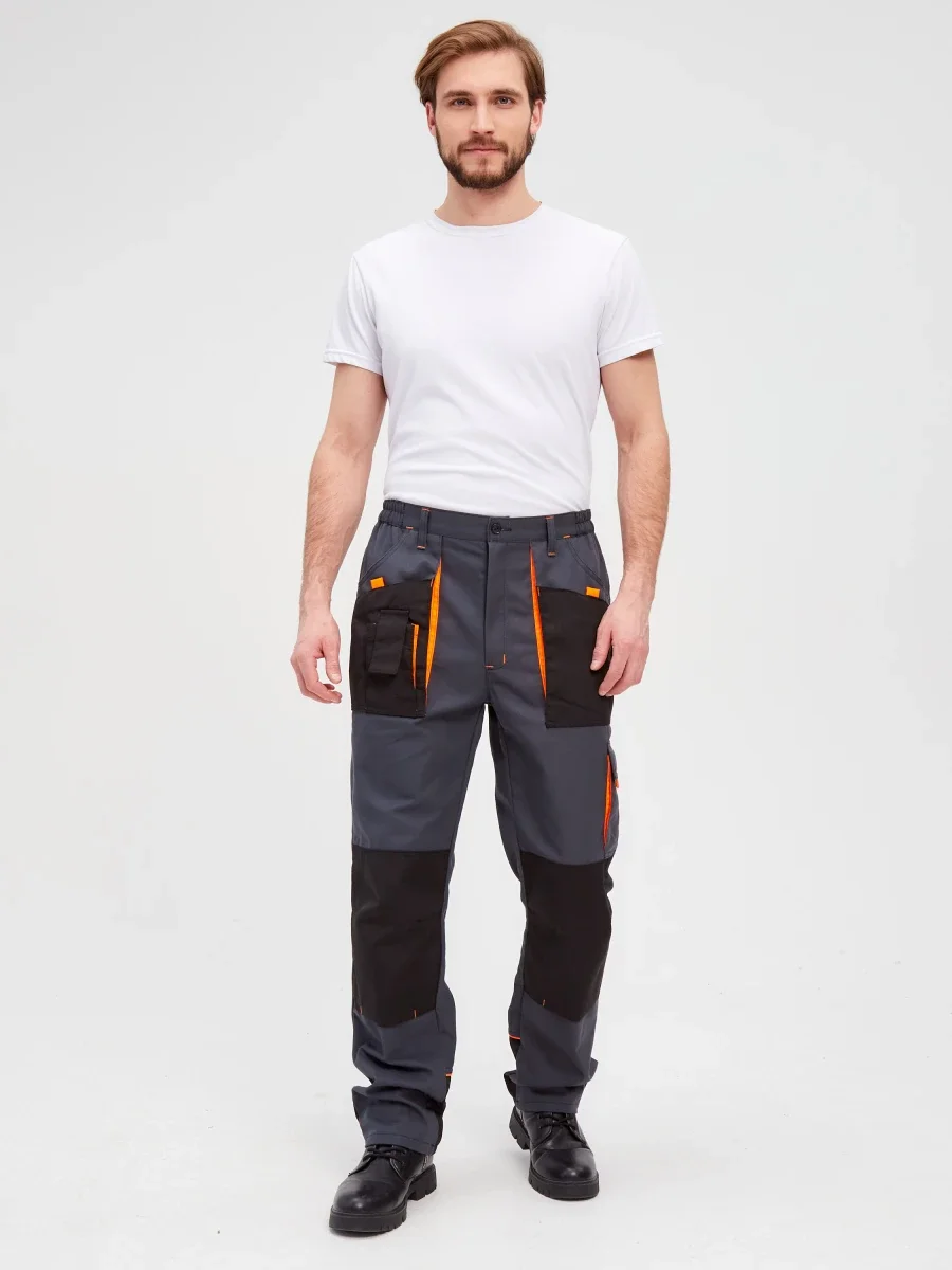 Брюки Босфор (тк.100% хлопок), серый/черный - фото 1