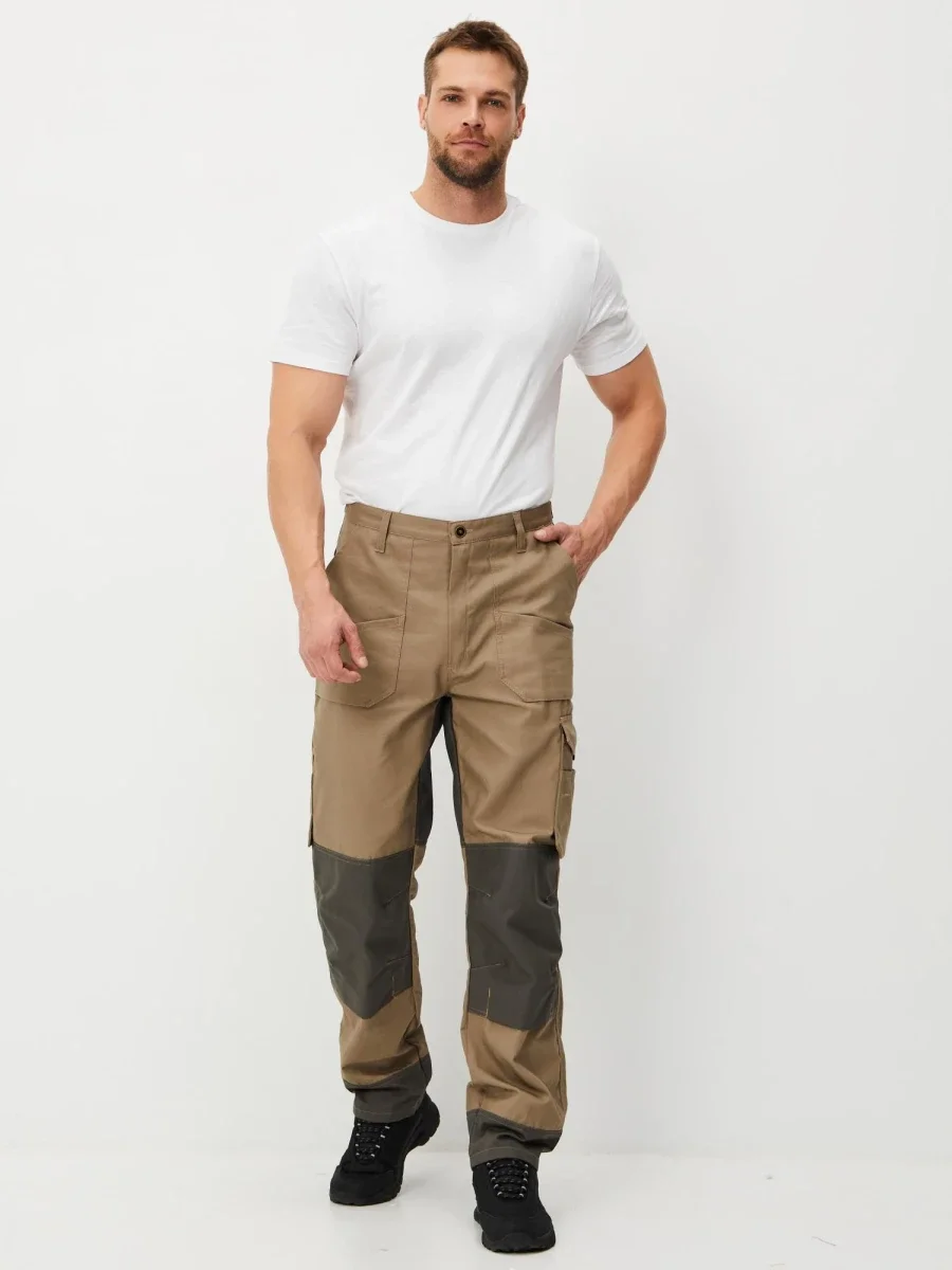 Брюки Канзас (тк.100% хлопок), бежевый/хаки - фото 1