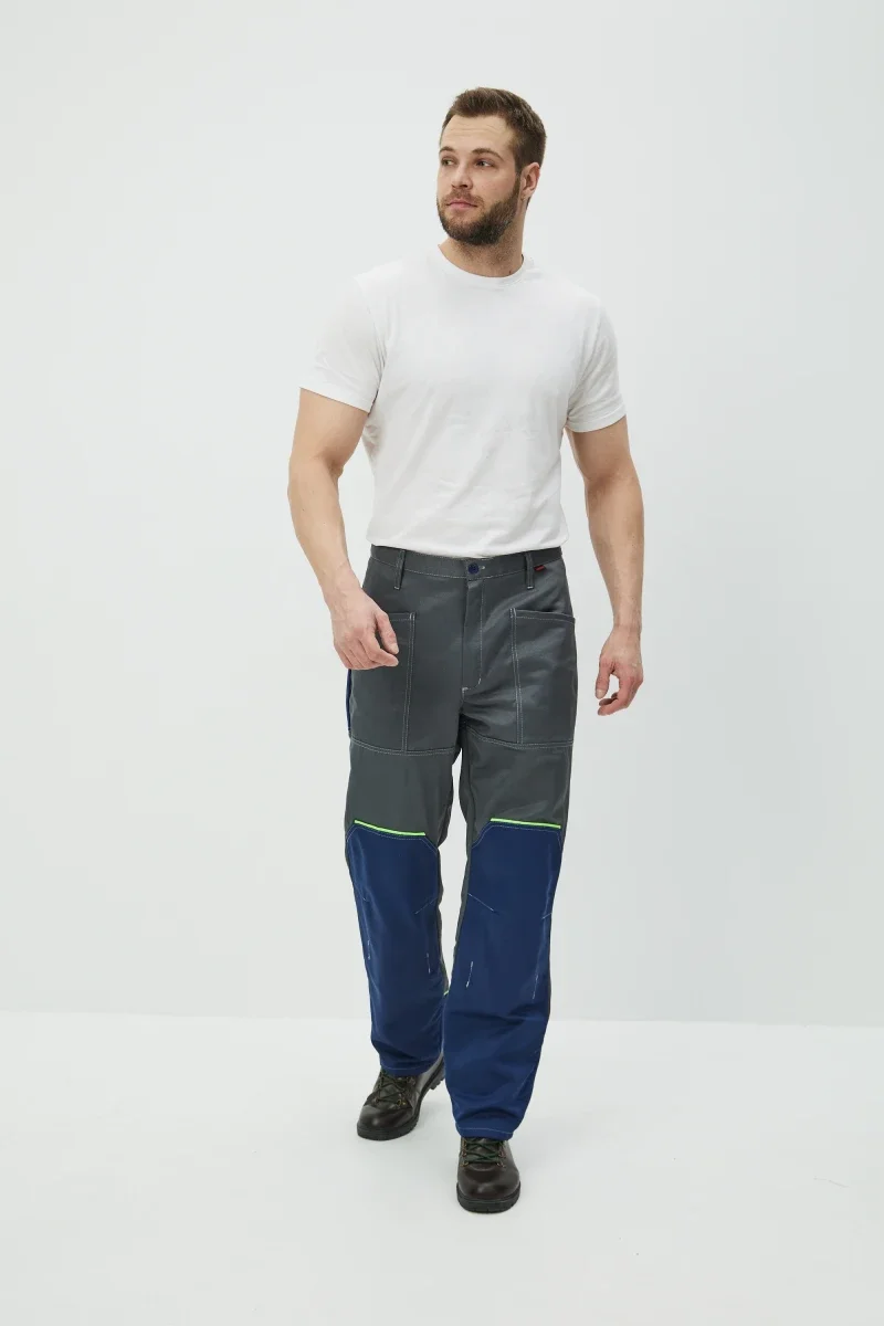 Брюки Волна (тк.35% хлопок, 65% пэ), серые/синий - фото 10