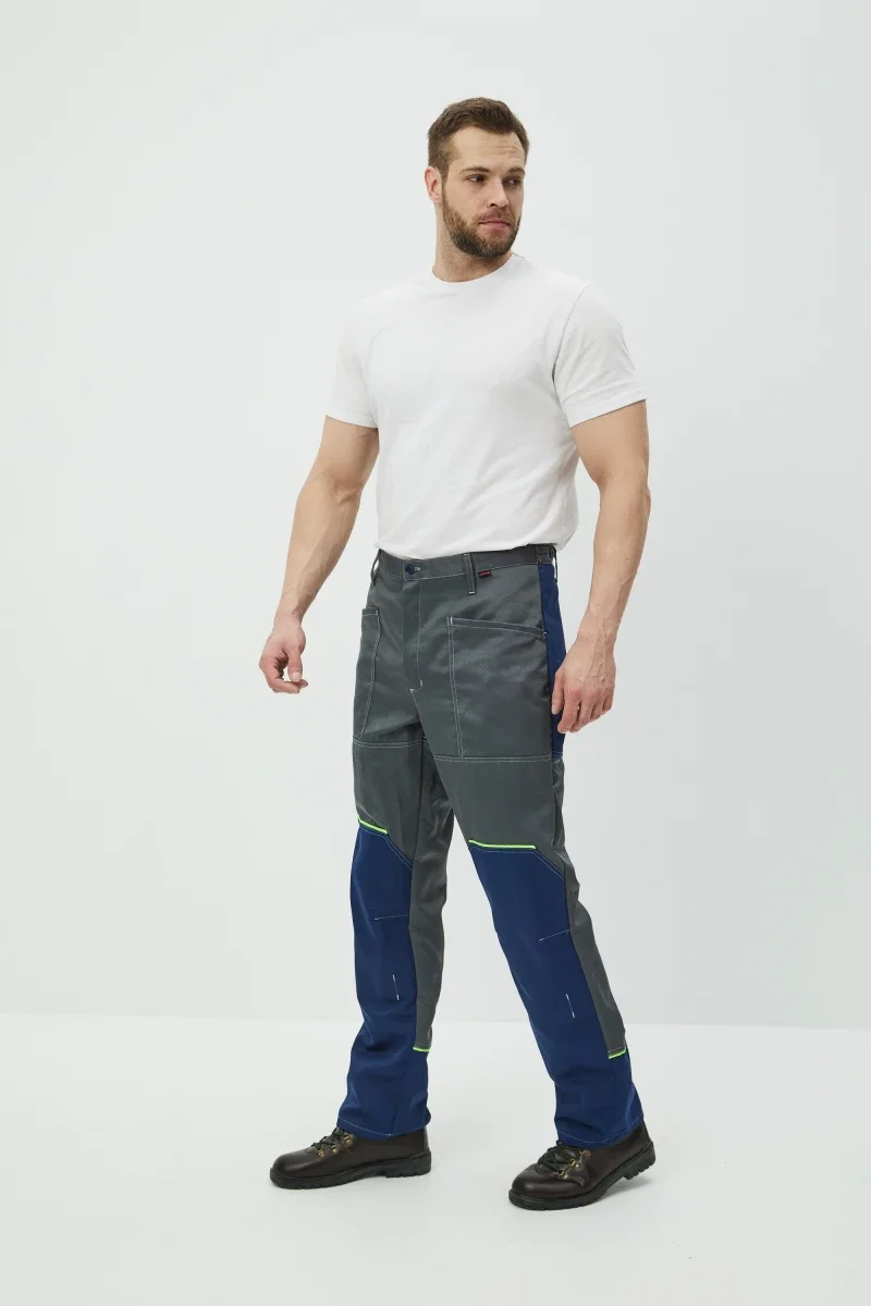 Брюки Волна (тк.35% хлопок, 65% пэ), серые/синий - фото 11