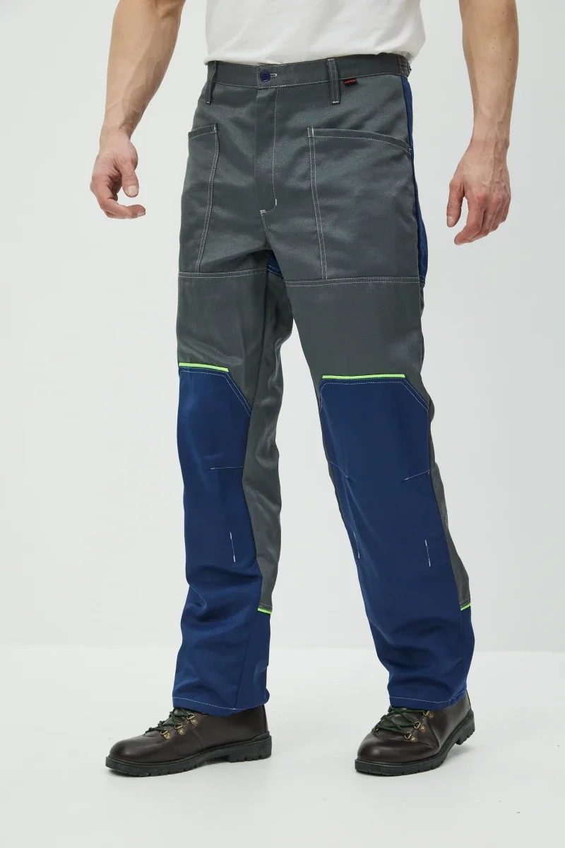 Брюки Волна (тк.35% хлопок, 65% пэ), серые/синий - фото 14