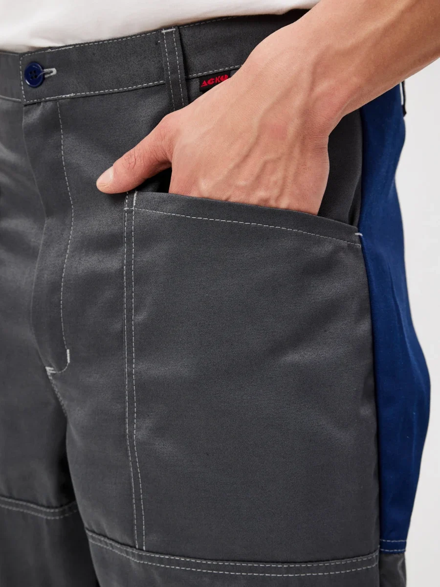 Брюки Волна (тк.35% хлопок, 65% пэ), серые/синий - фото 4