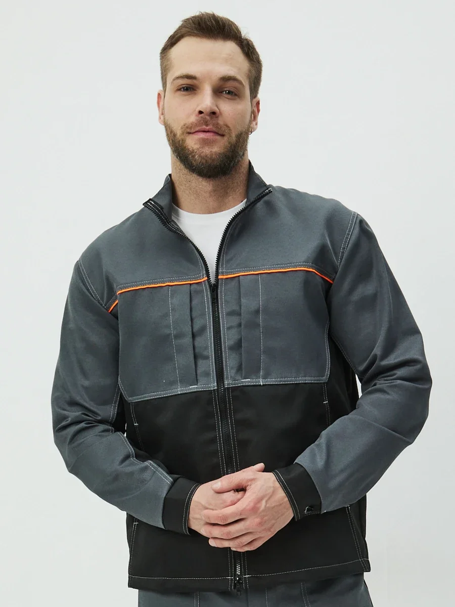 Куртка Волна (35% хл.65% пэ), серый/черный - фото 2