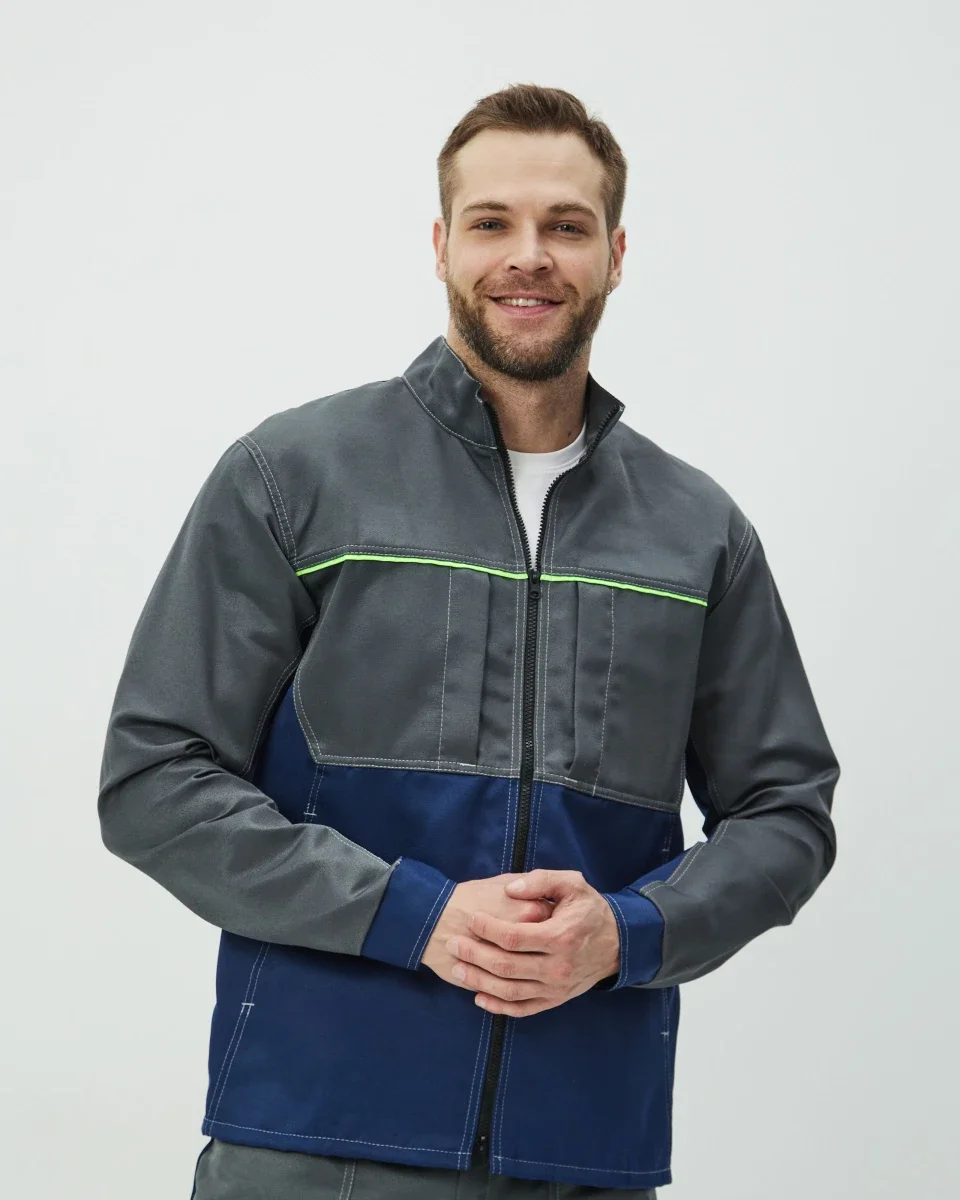 Куртка Волна (35% хл.65% пэ), серый/синий - фото 2