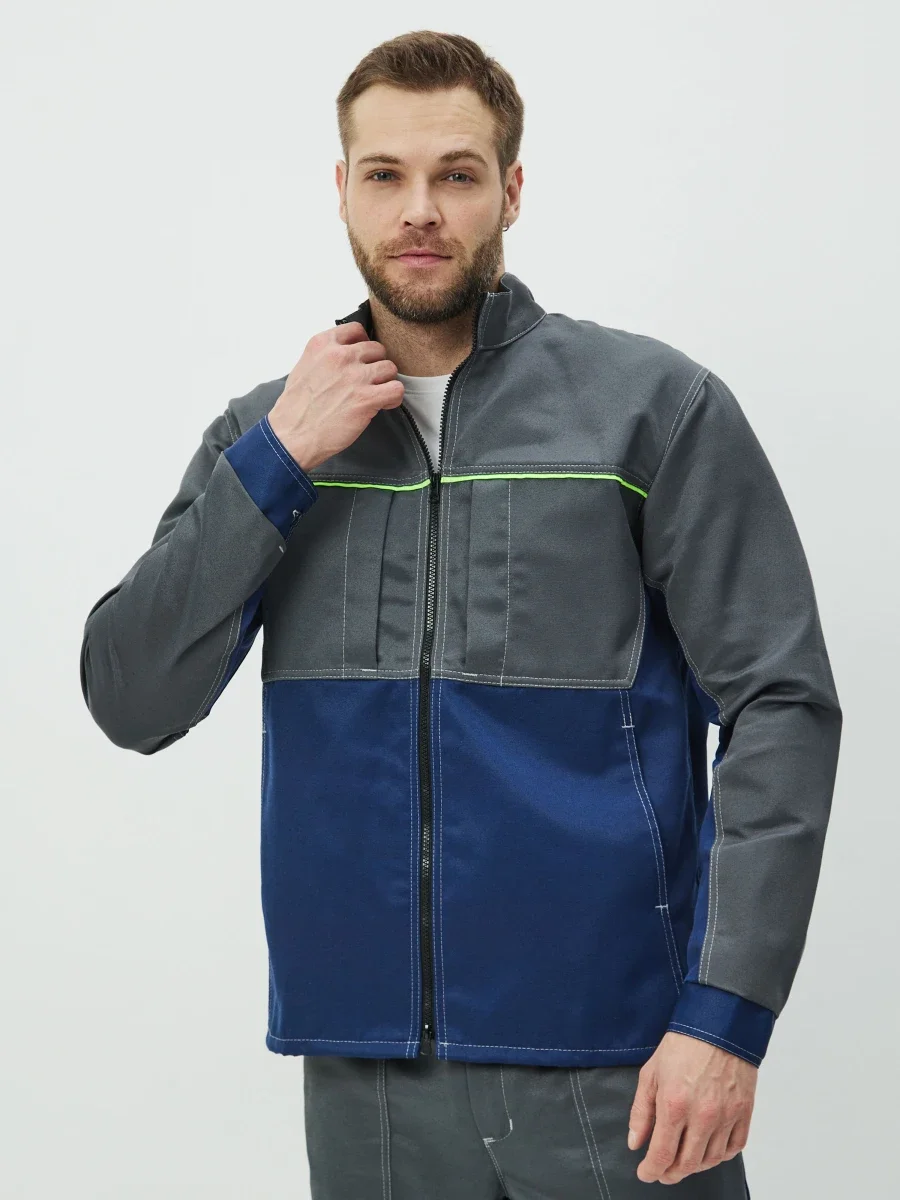 Куртка Волна (35% хл.65% пэ), серый/синий - фото 3