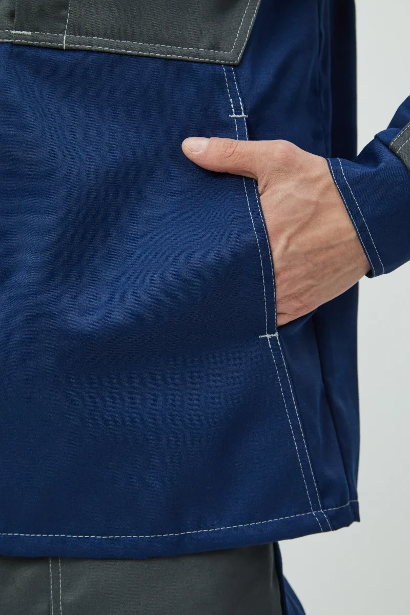 Куртка Волна (35% хл.65% пэ), серый/синий - фото 7