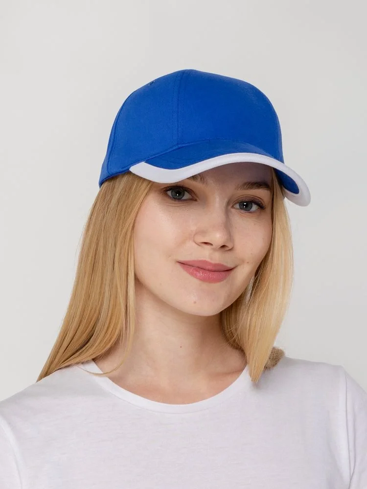 Бейсболка Honor, ярко-синяя с белым кантом - фото 10